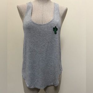 Cute cactus embroidered sleeveless tank top